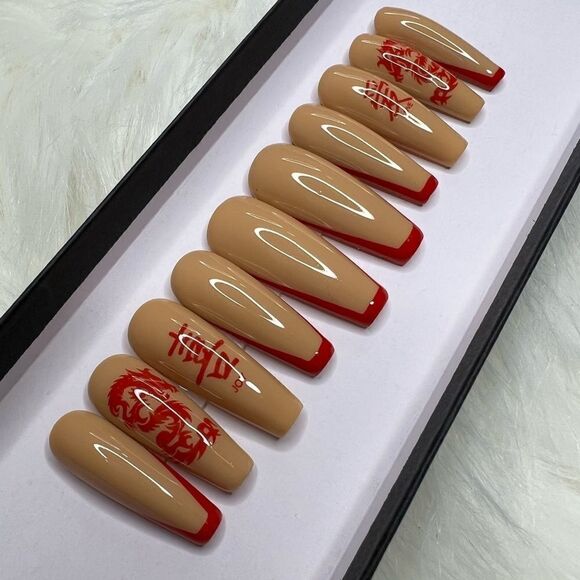 Chinese Dragon 🐉Custom Press On Nails | High Quality Nails | Handmade - Picture 3 of 12